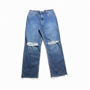 Hollister Low Rise Dad Jeans Womens 12/31 Ultra High Ripped Knee Y2K Raw Hem